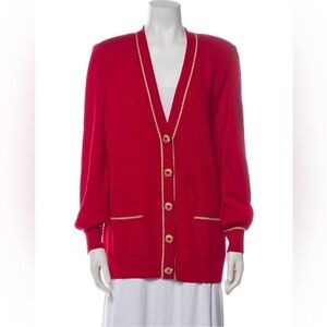 Vintage st john Red Cardigan with Gold Trim like new #valentine